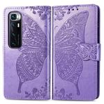 For Xiaomi Mi 10 Ultra Butterfly Love Flower Embossed Horizontal Flip Leather Case with Holder & Card Slots & Wallet & Lanyard(Light Purple)