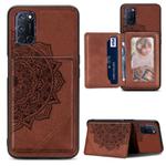 For OPPO A52 / A72 / A92 Mandala Embossed Magnetic Cloth PU + TPU + PC Case with Holder & Card Slots & Wallet & Photo Frame & RFID Funciton(Brown)