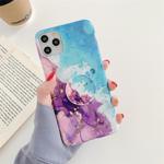 For iPhone 12 / 12 Pro Ocean Wave Coral IMD Smooth Marbled Mobile Phone Case with Folding Holder(Purple SA5)