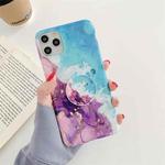 For iPhone 12 Pro Max Ocean Wave Coral IMD Smooth Marbled Mobile Phone Case with Folding Holder(Purple SA5)