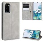 For Samsung Galaxy S20 FE 4G / 5G Retro-skin Business Magnetic Suction Leather Case with Holder & Card Slots & Wallet(Grey)