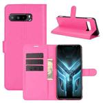 For Asus ROG Phone 3 ZS661KS Litchi Texture Horizontal Flip Protective Case with Holder & Card Slots & Wallet(Rose red)