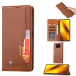 For Xiaomi POCO X3 NFC Knead Skin Texture Horizontal Flip Leather Case with Photo Frame & Holder & Card Slots & Wallet(Brown)