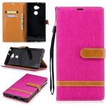 Color Matching Denim Texture Leather Case for    Sony Xa2 Ultra   , with Holder & Card Slots & Wallet & Lanyard(Rose Red)