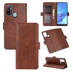 For OPPO A53 2020/OPPO A32 2020 Dual-side Magnetic Buckle Horizontal Flip Leather Case with Holder & Card Slots & Wallet(Brown)