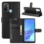For OPPO A53 2020/OPPO A32 2020 Litchi Texture Horizontal Flip Protective Case with Holder & Card Slots & Wallet(Black)