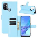 For OPPO A53 2020/OPPO A32 2020 Litchi Texture Horizontal Flip Protective Case with Holder & Card Slots & Wallet(Blue)