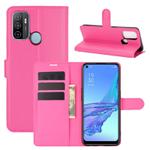 For OPPO A53 2020/OPPO A32 2020 Litchi Texture Horizontal Flip Protective Case with Holder & Card Slots & Wallet(Rose red)