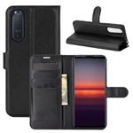 For Sony Xperia 5 II Litchi Texture Horizontal Flip Protective Case with Holder & Card Slots & Wallet(Black)