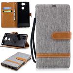 Color Matching Denim Texture Leather Case for Sony Xperia XA2, with Holder & Card Slots & Wallet & Lanyard(Gray)