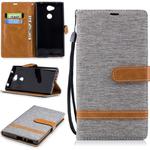 Color Matching Denim Texture Leather Case for Sony Xperia L2, with Holder & Card Slots & Wallet & Lanyard(Gray)