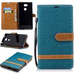 Color Matching Denim Texture Leather Case for Sony Xperia L2, with Holder & Card Slots & Wallet & Lanyard(Green)