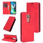 For Motorola Moto G9 / G9 Play Retro-skin Business Magnetic Suction Leather Case with Holder & Card Slots & Wallet(Red)