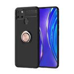 For OPPO Realme C12 Metal Ring Holder 360 Degree Rotating TPU Case(Black+Rose Gold)