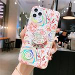 For iPhone 12 mini Colorful Laser Flower Series IMD TPU Mobile Phone Case With Folding Stand(Lyre Coral KB4)