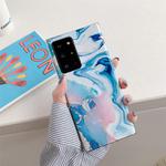 For Samsung Galaxy S20 Ocean Wave Coral IMD Glossy Marble Phone Case(Blue SD3)