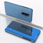 For Xiaomi Redmi 9 Plated Mirror Horizontal Flip Leather Case with Holder(Blue)