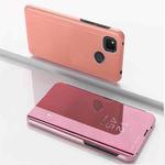 For Xiaomi Redmi 9C Plated Mirror Horizontal Flip Leather Case with Holder(Rose Gold)