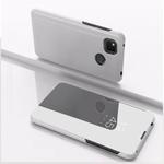 For Xiaomi Redmi 9C Plated Mirror Horizontal Flip Leather Case with Holder(Silver)
