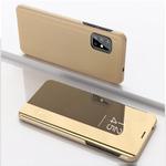 For Galaxy M51 European Version Plated Mirror Horizontal Flip Leather Case with Holder(Gold)