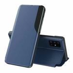 For Galaxy S20 Ultra Side Display Magnetic Shockproof Horizontal Flip Leather Case with Holder(Blue)