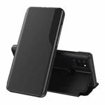 For Galaxy A21S Side Display Magnetic Shockproof Horizontal Flip Leather Case with Holder(Black)