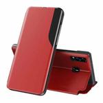 For Samsung Galaxy A20S Side Display Magnetic Shockproof Horizontal Flip Leather Case with Holder(Red)