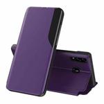 For Samsung Galaxy A10S Side Display Magnetic Shockproof Horizontal Flip Leather Case with Holder(Purple)