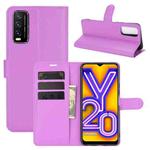 For vivo Y20 Litchi Texture Horizontal Flip Protective Case with Holder & Card Slots & Wallet(Purple)