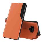 For Samsung Galaxy Note 9 Side Display Magnetic Shockproof Horizontal Flip Leather Case with Holder(Orange)