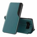 For Samsung Galaxy Note 8 Side Display Magnetic Shockproof Horizontal Flip Leather Case with Holder(Green)