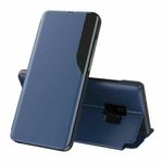 For Samsung Galaxy S9 Side Display Magnetic Shockproof Horizontal Flip Leather Case with Holder(Blue)