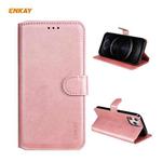 For iPhone 12 / 12 Pro ENKAY Hat-Prince ENK-PUC022 Horizontal Flip Leather Case with Holder & Card Slots & Wallet(Pink)