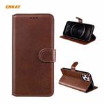 For iPhone 12 / 12 Pro ENKAY Hat-Prince ENK-PUC022 Horizontal Flip Leather Case with Holder & Card Slots & Wallet(Brown)