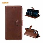 For iPhone 12 Pro Max ENKAY Hat-Prince ENK-PUC023 Horizontal Flip Leather Case with Holder & Card Slots & Wallet(Brown)