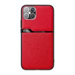 For iPhone 12 mini Skin-Friendly Frosted Leather + TPU All-Inclusive Phone Case with Metal Iron Sheet(Red)