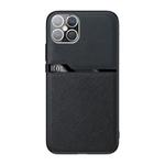 For iPhone 12 / 12 Pro Skin-Friendly Frosted Leather + TPU All-Inclusive Phone Case with Metal Iron Sheet(Black)