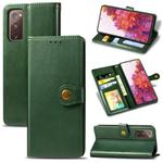 For Galaxy S20 FE(4G/5G) / S20 Lite Retro Solid Color Leather Buckle Phone Case with Lanyard & Photo Frame & Card Slot & Wallet & Stand Function(Green)