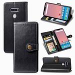 For LG Style3 L-41A Retro Solid Color Leather Buckle Phone Case with Lanyard & Photo Frame & Card Slot & Wallet & Stand Function(Black)
