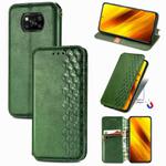 For Xiaomi Poco X3 NFC Cubic Grid Pressed Horizontal Flip Magnetic PU Leather Case with Holder & Card Slots & Wallet(Green)