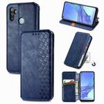 For Oppo A53 2020 Cubic Grid Pressed Horizontal Flip Magnetic PU Leather Case with Holder & Card Slots & Wallet(Blue)