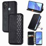 For Oppo A53 2020 Cubic Grid Pressed Horizontal Flip Magnetic PU Leather Case with Holder & Card Slots & Wallet(Black)