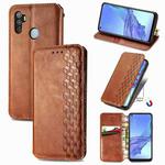 For Oppo A53 2020 Cubic Grid Pressed Horizontal Flip Magnetic PU Leather Case with Holder & Card Slots & Wallet(Brown)