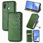 For Oppo A53 2020 Cubic Grid Pressed Horizontal Flip Magnetic PU Leather Case with Holder & Card Slots & Wallet(Green)