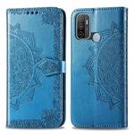 For OPPO A53 2020 Mandala Flower Embossed Horizontal Flip Leather Case with Bracket / Card Slot / Wallet / Lanyard(Blue)