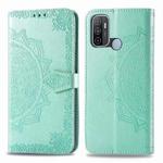 For OPPO A53 2020 Mandala Flower Embossed Horizontal Flip Leather Case with Bracket / Card Slot / Wallet / Lanyard(Green)