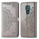 For Moto G9 Play Mandala Flower Embossed Horizontal Flip Leather Case with Bracket / Card Slot / Wallet / Lanyard(Gray)