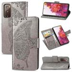For Galaxy S20 FE / S20 Lite Butterfly Love Flower Embossed Horizontal Flip Leather Case with Bracket / Card Slot / Wallet / Lanyard(Gray)
