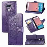 For LG Style3 L-41A Butterfly Love Flower Embossed Horizontal Flip Leather Case with Bracket / Card Slot / Wallet / Lanyard(Dark Purple)