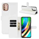 For Motorola Moto G9 Plus Litchi Texture Horizontal Flip Protective Case with Holder & Card Slots & Wallet(White)
